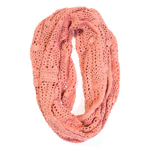 Lucia Crochet Infinity Scarf- Peach