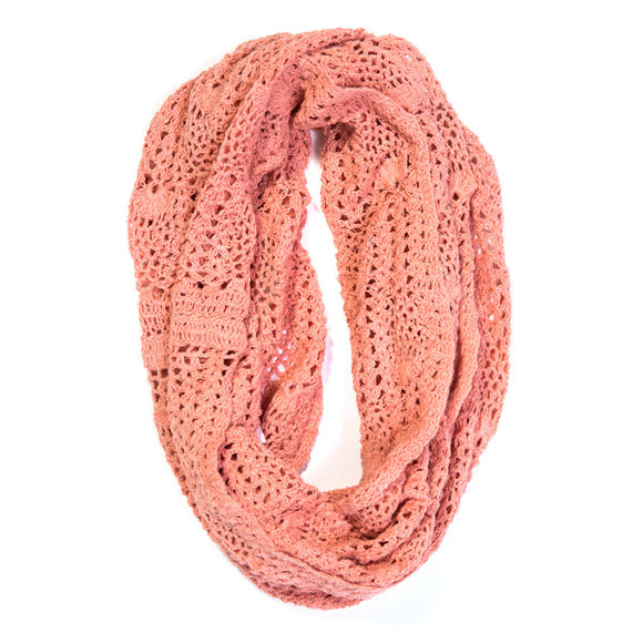 Lucia Crochet Infinity Scarf- Peach